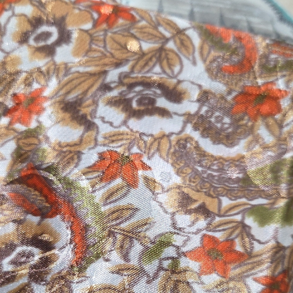 Scarfel, Vintage Floral Orange and Gold Accents